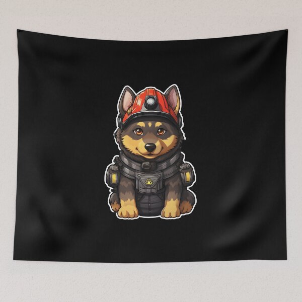 Item preview, Firefighter Alsatian Puppy designed and sold by CUTEDOGGIEZ.