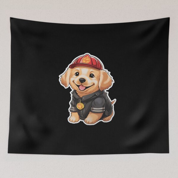 Item preview, Firefighter Goldie Puppy designed and sold by CUTEDOGGIEZ.