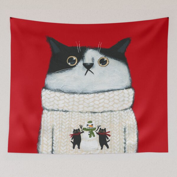 Item preview, Snowcat Sweater Kitty designed and sold by KilkennyCat Art.