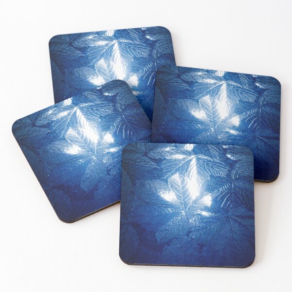 Item preview, Blue glass leaves in the night creative photography designed and sold by nachodramis.