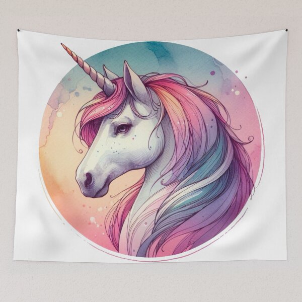 Item preview, Rainbow Unicorn - Watercolor Painting designed and sold by Star-Fragment.