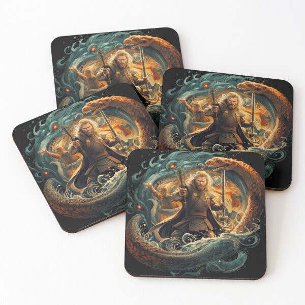 Item preview, Thor Battling Jormungandr designed and sold by geekdrobe.