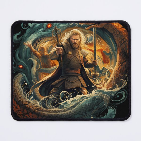 Item preview, Thor Battling Jormungandr designed and sold by geekdrobe.