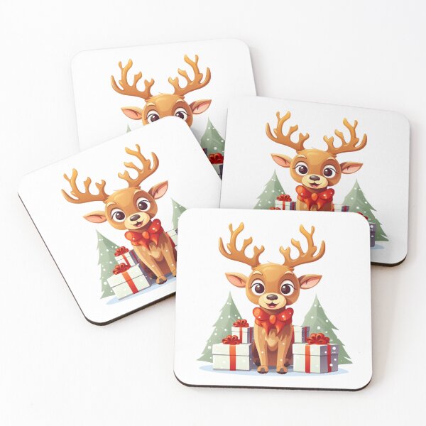 Item preview, Adorable cute christmas reindeer smiling with gifts designed and sold by TomxDesign.