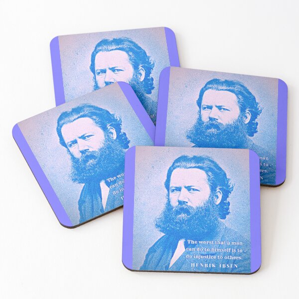 Item preview, Henrik Ibsen portrait and quote: The worst that a man can do to himself is to do injustice to others. designed and sold by artbleed.