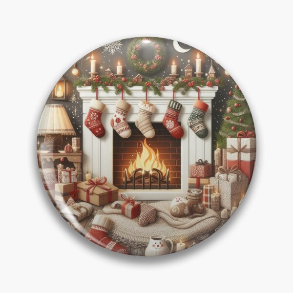Item preview, Fireside Coziness - Round Composition with Cozy Fireplace Moments designed and sold by ArtfulWeave.