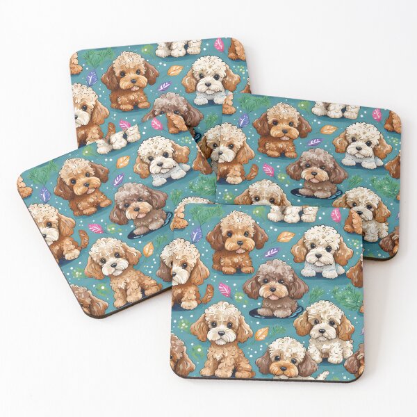 Item preview, Cute Puppy Cockapoo Pattern With Leafs designed and sold by PupJoy.