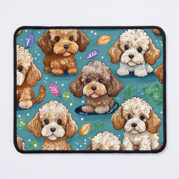 Item preview, Cute Puppy Cockapoo Pattern With Leafs designed and sold by PupJoy.