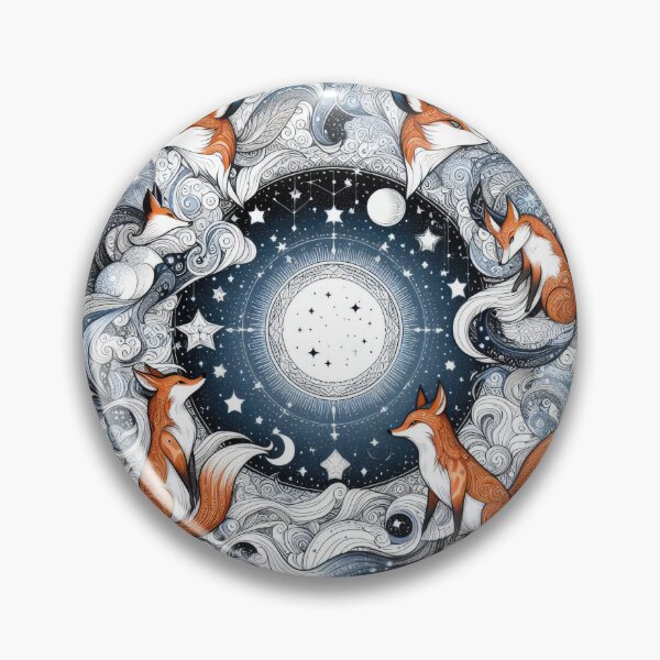Item preview, Mystic Fox Spirits - Circular Scene with Celestial Adornments designed and sold by ArtfulWeave.