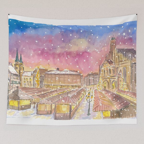 Item preview, Christmas Market Nuremberg Germany Romantic Winter Night designed and sold by artshop77.