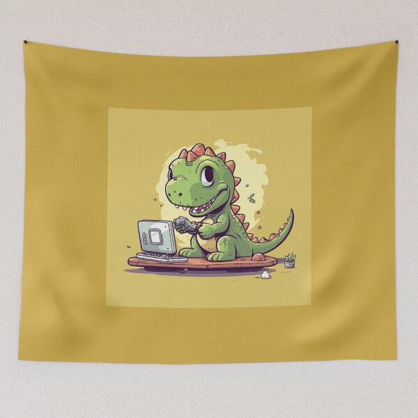 Item preview, Cute dinosaur playing on console designed and sold by Dadziosz.