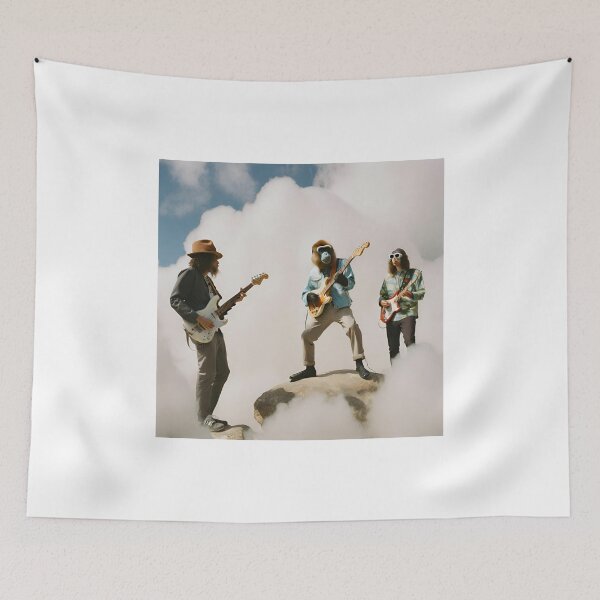 Item preview, 3 Monkeys singing and playing on clouds  designed and sold by shy8.