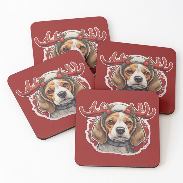 Item preview, Beagle Face Wearing Reindeer Costume designed and sold by thecatcouch.