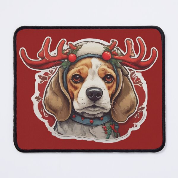 Item preview, Beagle Face Wearing Reindeer Costume designed and sold by thecatcouch.
