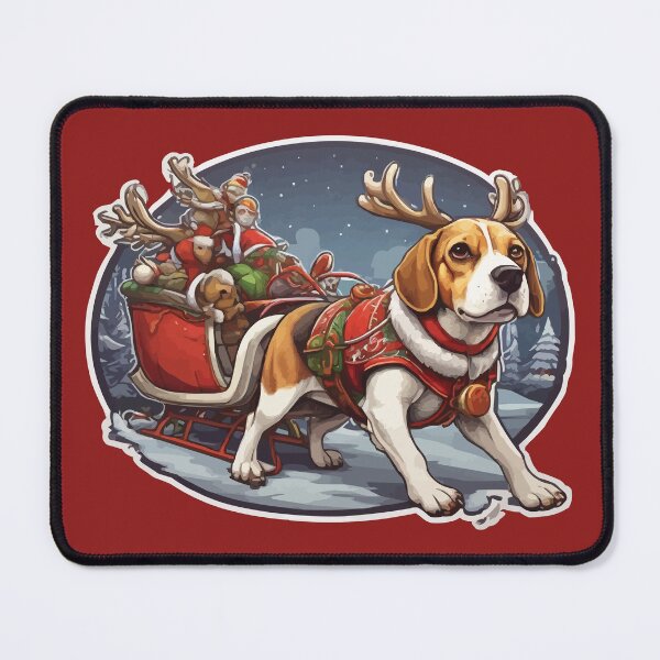 Item preview, Beagle Wearing Reindeer Costume Pulling a Sleigh Full of Gifts designed and sold by thecatcouch.