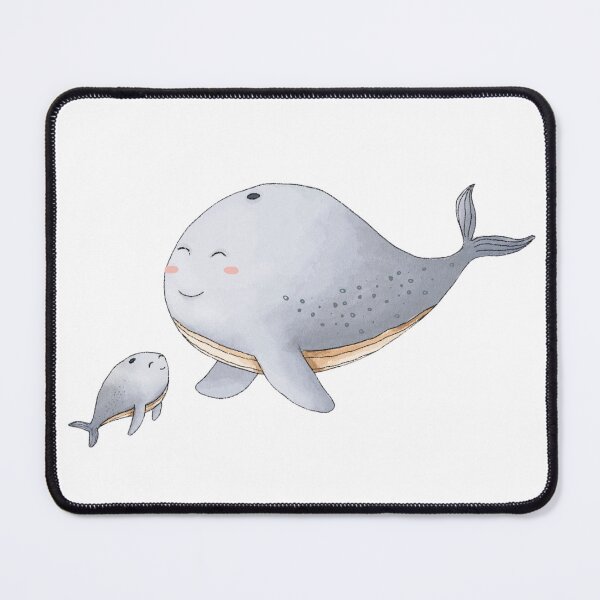 Item preview, Whale mother and calf watercolor designed and sold by NineSketch.