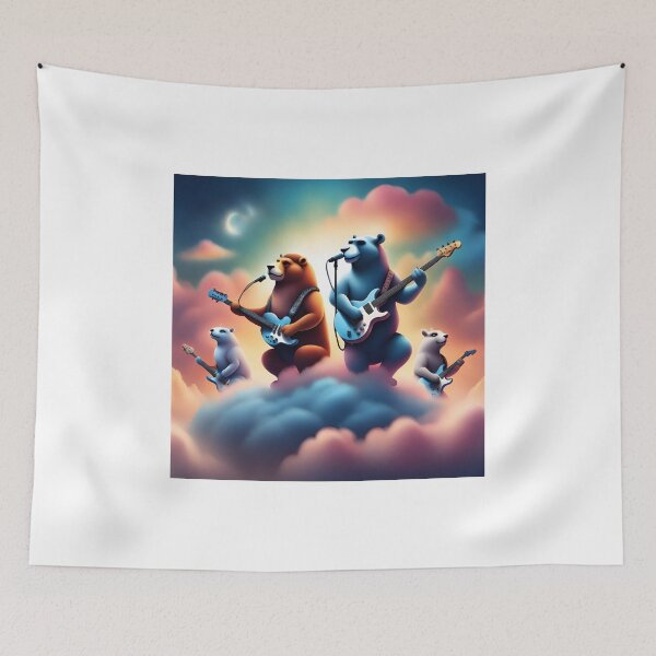 Item preview, Animal rock band playing on clouds  designed and sold by shy8.