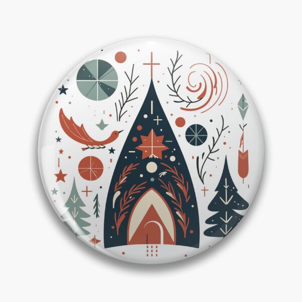 Item preview, Retro Elegance: Mid-Century Christmas Cottage Illustration designed and sold by Inlineshirts.