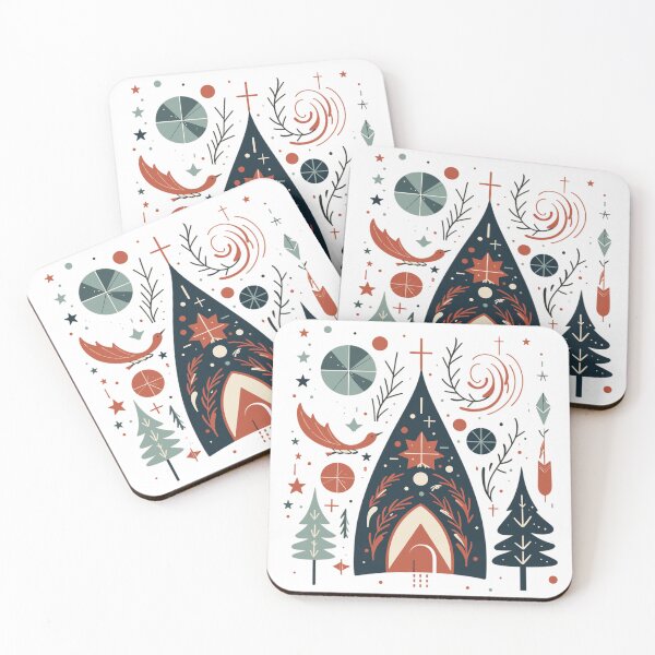 Item preview, Retro Elegance: Mid-Century Christmas Cottage Illustration designed and sold by Inlineshirts.