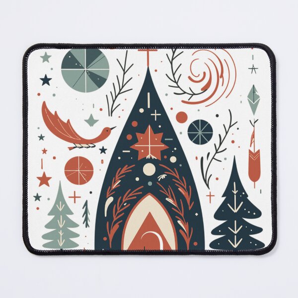 Item preview, Retro Elegance: Mid-Century Christmas Cottage Illustration designed and sold by Inlineshirts.