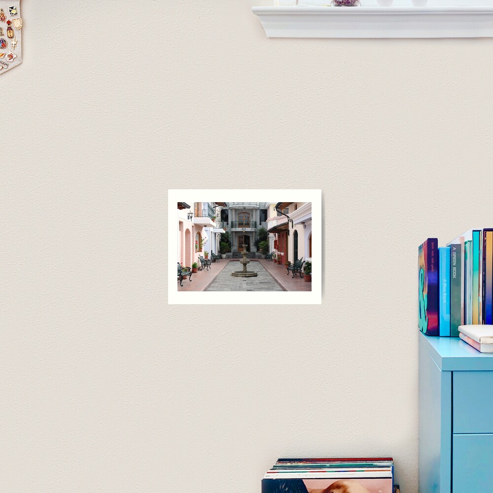 Secluded interior courtyard with private fountain, Ecuador Art Print