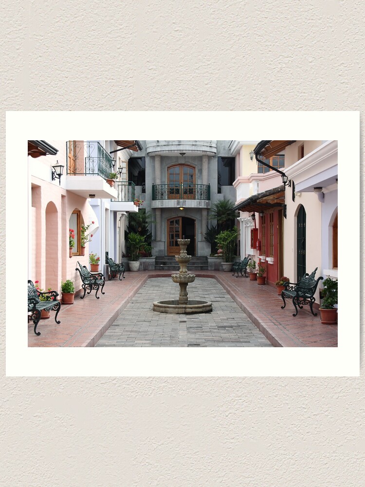 Alternate view of Secluded interior courtyard with private fountain, Ecuador Art Print