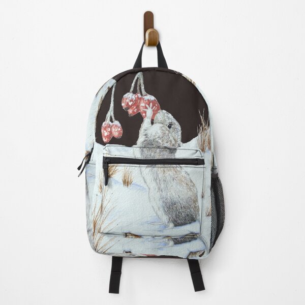 Item preview, Cute gray wood mouse eating berries in snow designed and sold by pollywolly.