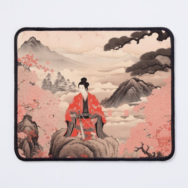 Item preview, Vintage Japanese Landscape of Nature with Flowers and Samurai in Traditional Japanese Clothes designed and sold by Je-we.