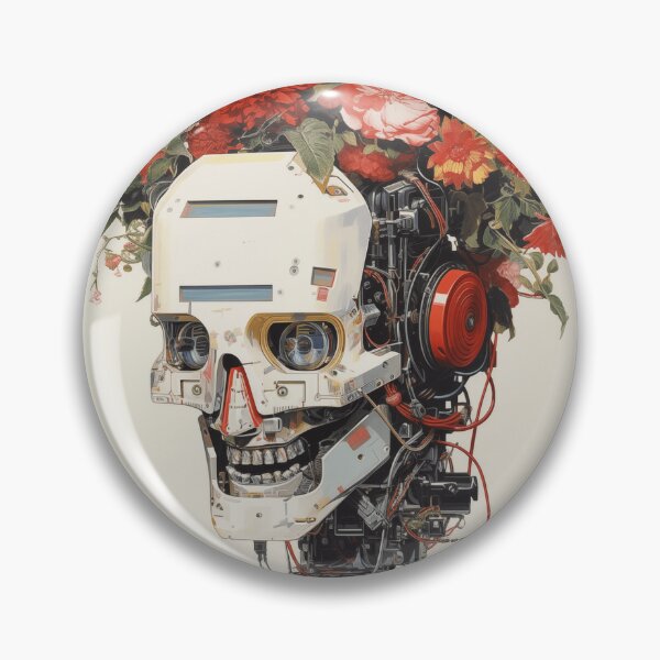 Item preview, Abstract Vintage Illustration of Robot with Microchips and Flowers designed and sold by Je-we.