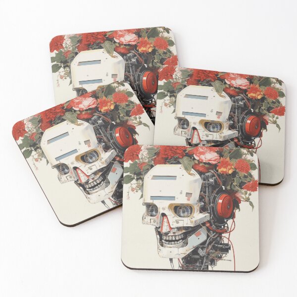 Item preview, Abstract Vintage Illustration of Robot with Microchips and Flowers designed and sold by Je-we.
