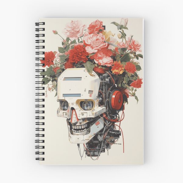 Item preview, Abstract Vintage Illustration of Robot with Microchips and Flowers designed and sold by Je-we.