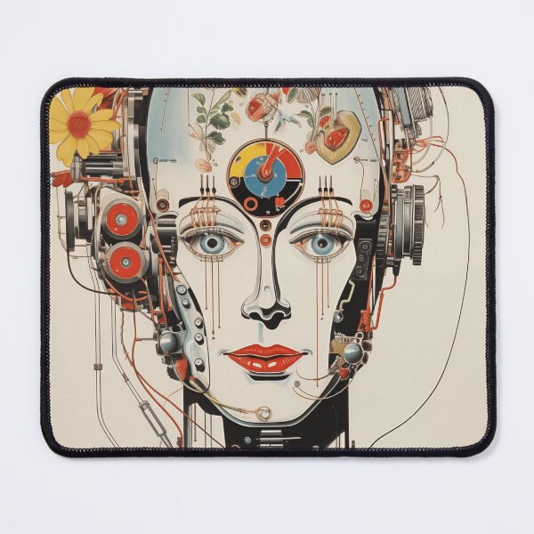 Item preview, Abstract Vintage Illustration of Robot with Microchips and Flowers designed and sold by Je-we.