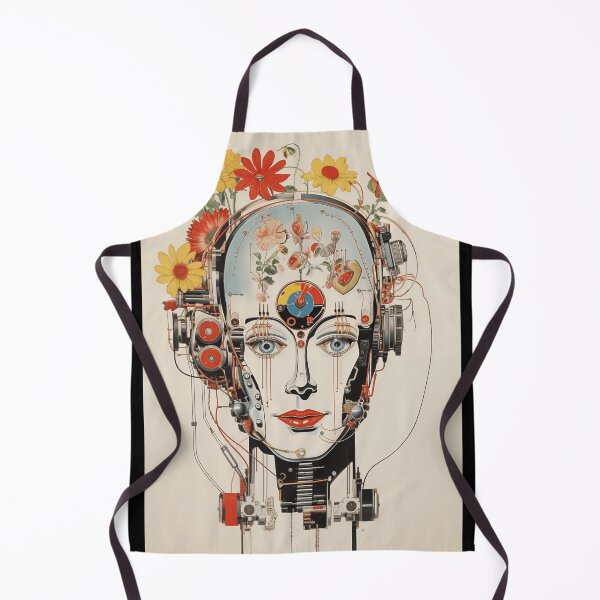 Item preview, Abstract Vintage Illustration of Robot with Microchips and Flowers designed and sold by Je-we.