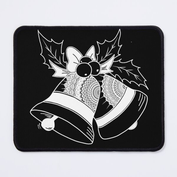 Aperçu de l'œuvre Jingle Bell de Noël avec Mandala - noir et blanc créée et vendue par Rexyy Studio .