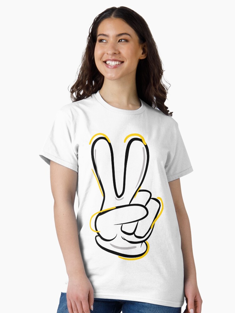 Thumbnail 2 of 7, Classic T-Shirt, Victorious Peace Hand - Peace & Love Fuzz Rocker designed and sold by taste-with-it.
