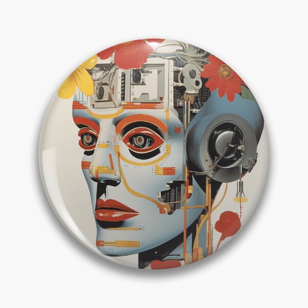 Item preview, Abstract Vintage Illustration of Robot with Microchips and Flowers designed and sold by Je-we.