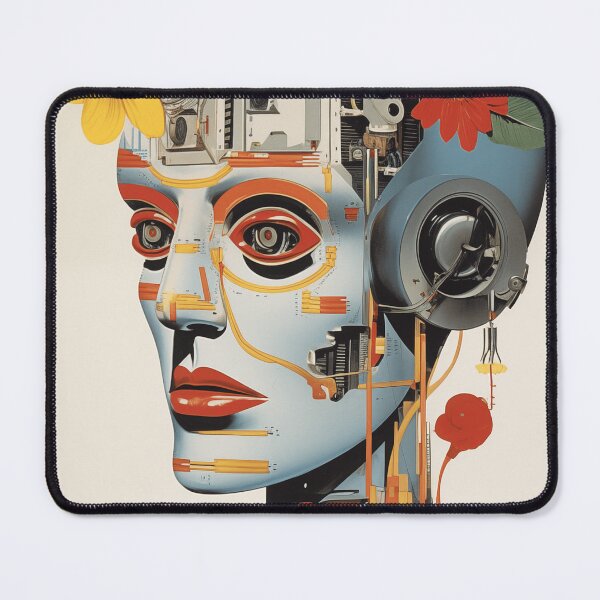 Item preview, Abstract Vintage Illustration of Robot with Microchips and Flowers designed and sold by Je-we.