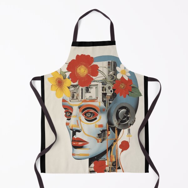 Item preview, Abstract Vintage Illustration of Robot with Microchips and Flowers designed and sold by Je-we.