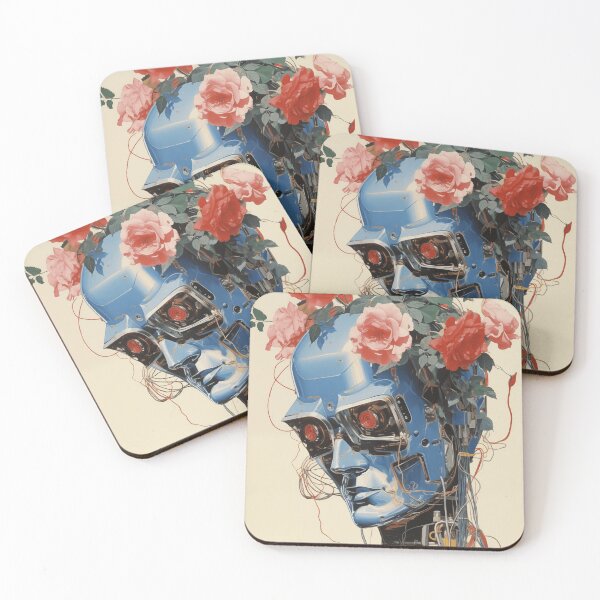 Item preview, Abstract Vintage Illustration of Robot with Microchips and Flowers designed and sold by Je-we.