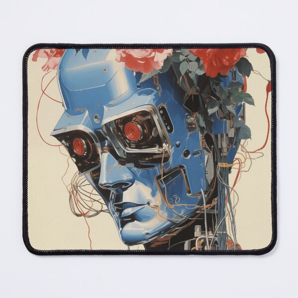 Item preview, Abstract Vintage Illustration of Robot with Microchips and Flowers designed and sold by Je-we.