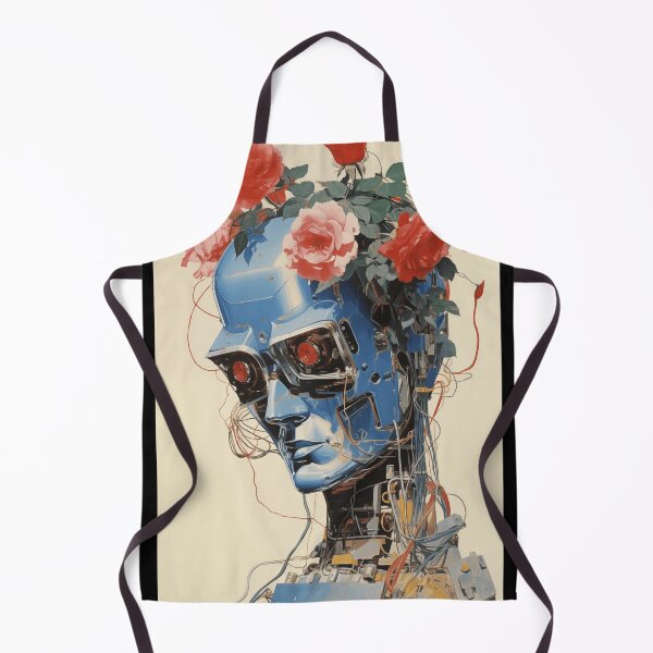 Item preview, Abstract Vintage Illustration of Robot with Microchips and Flowers designed and sold by Je-we.