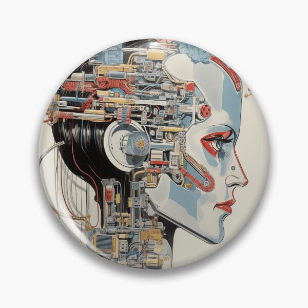 Item preview, Abstract Vintage Illustration of Robot with Microchips and Flowers designed and sold by Je-we.