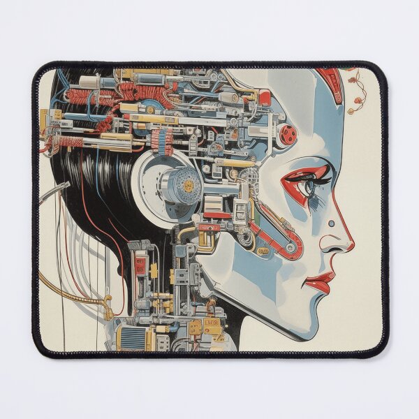 Item preview, Abstract Vintage Illustration of Robot with Microchips and Flowers designed and sold by Je-we.