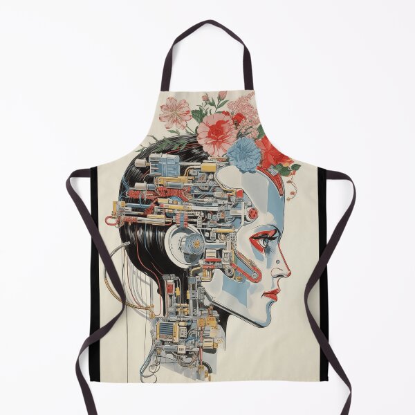 Item preview, Abstract Vintage Illustration of Robot with Microchips and Flowers designed and sold by Je-we.