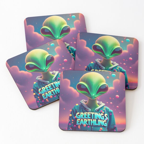 Item preview, Cute Greetings Earthling Green Alien Wearing a Hoodie designed and sold by TheDarkWardrobe.