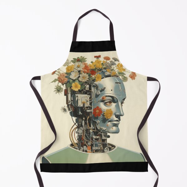 Item preview, Abstract Vintage Illustration of Robot with Microchips and Flowers designed and sold by Je-we.