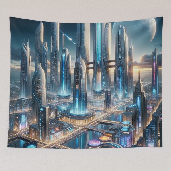 Item preview, Future City Landscape - Urban Dreamscape Art designed and sold by The-Library.