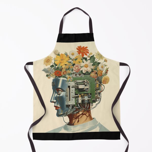 Item preview, Abstract Vintage Illustration of Robot with Microchips and Flowers designed and sold by Je-we.