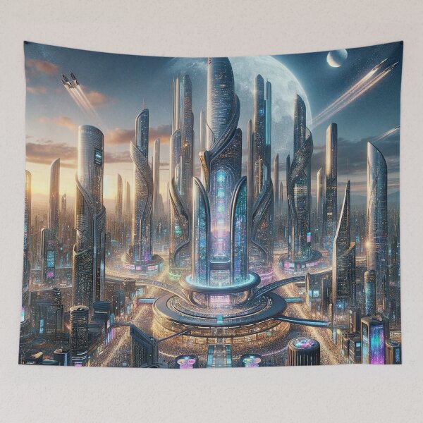 Item preview, Future City Landscape - Urban Dreamscape Art designed and sold by The-Library.