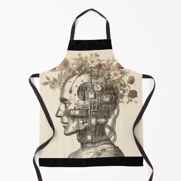 Item preview, Abstract Vintage Illustration of Robot with Microchips and Flowers designed and sold by Je-we.